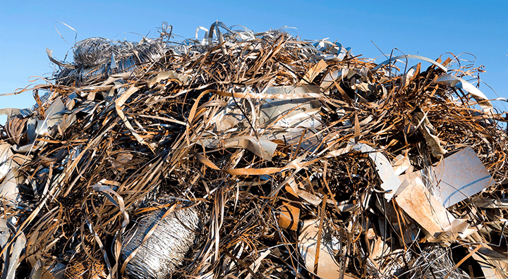 pile of scrap metal wire and strips